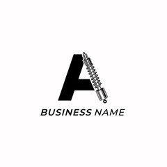 design logo creative shock breaker and letter A