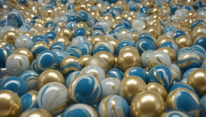 Beautiful gold and blue marbled spheres
