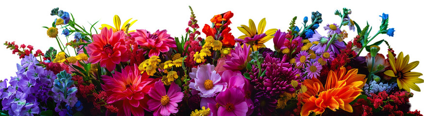Romantic spring flowers isolated on transparent background