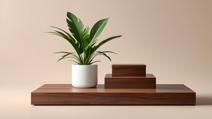 wooden podium for products displays a 3d realistic vector set of various stands with wood color background