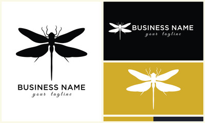 silhouette vector dragonfly logo template