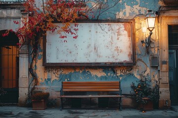 An old rusty billboard stands alone, weathered by time, showing signs of decay and history in its frame