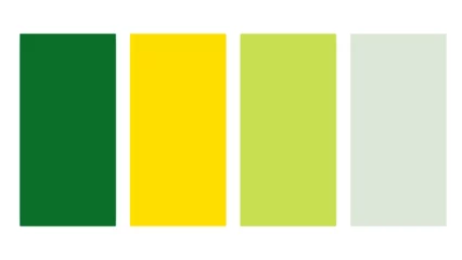 Fotobehang Green and yellow color palette. Set of bright color palette combination in rgb hex. Color palette for ui ux design. Abstract vector illustration for your graphic design, banner, poster or landing page © Annisa Fadillah