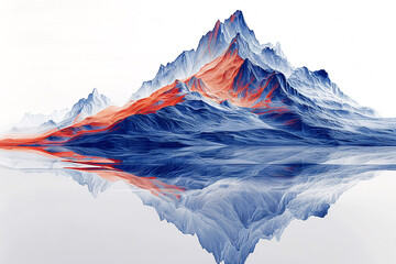 drawing of a mountain, landscape in the mountains, abstract blue background - obrazy, fototapety, plakaty