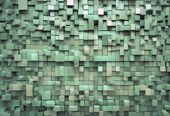 Fototapeta premium Green color geometric mosaic background stock illustration
