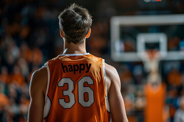  basketball player jersey, the number 36 is written on his jersey, and his name is "happy birthday"