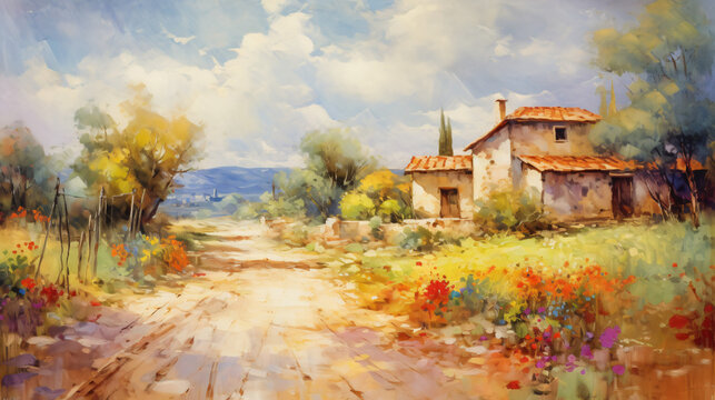 Impressionism oil painting on canvas nature landscape