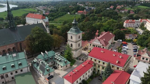 Beautiful Historic Bell Tower Sandomierz Aerial View Poland