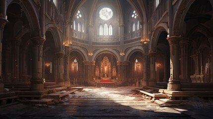 Interior view of a churchillustrationdigital painting