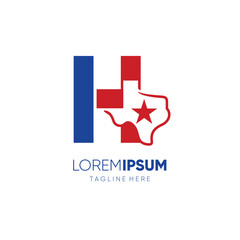 Letter H Texas Map Logo Design Symbol Vector Icon Graphic Emblem Illustration