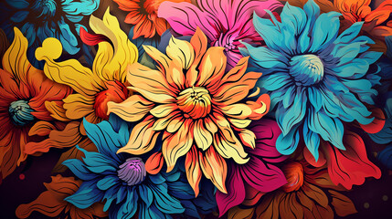 Colorful floral flower blooming vector.