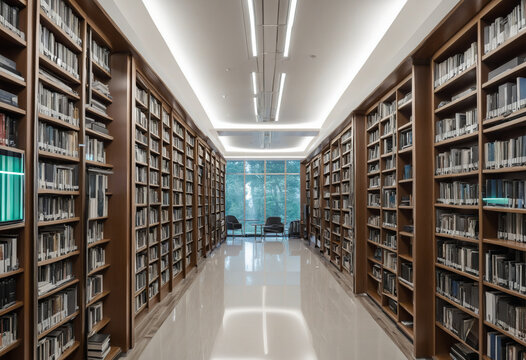 Futuristic interior of modern library