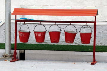 sand bucket equipment in a gas station to prevent fire incident © libin
