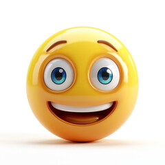 Fototapeta premium happy, cheerful yellow smiley face on a white background, 3D