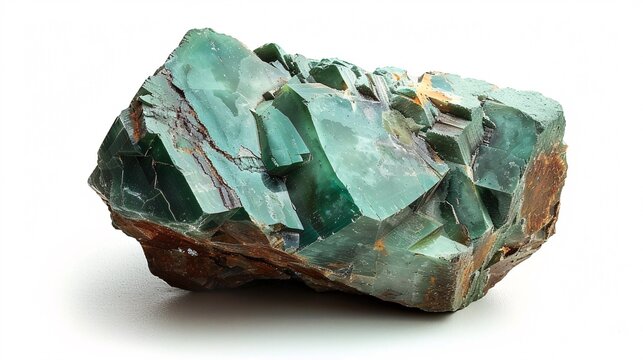 A verdant mineral from a Chilean copper mine against a pale backdrop.