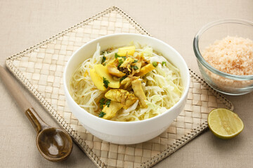 Soto Ayam Lamongan, traditional chicken soup from Indonesia
