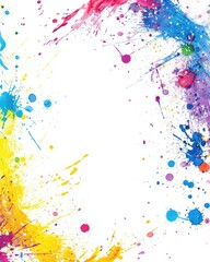 Paint Splatter Border. Multicolored Splatter Design for Background, Art or Frame Use. Ideal for Painting, Parties, and Dripped Spills