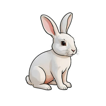 Rabbit Hand Drawn Cartoon Style Illustration