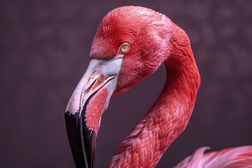 Obraz premium Pink Flamingo in Studio. Full-length Color Image of a Stunning Pink Flamingo in an Indoor Studio Setting
