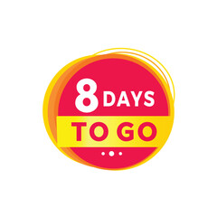 8 days to go red label last countdown icon, vector. Flat design template for banner.