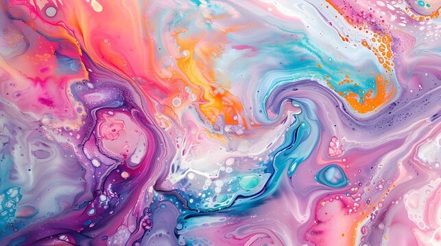 Whimsical Liquid Color Swirls, Ideal for Artistic Backgrounds and Designs