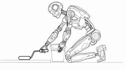 Continuous one line drawing robot painter with buck