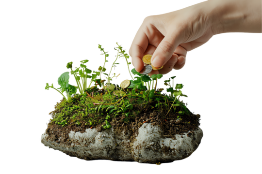 Holding Life: Hands nurturing seedling in soil, fostering growth in nature's care