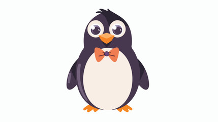 Cute penguin in a bowtie illustration flat vector illustration