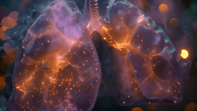 Detailed Visualization of Human Respiratory System Highlighting Lungs and Bronchi