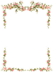 Vintage roses frames with monogram. Watercolor illustration - 758690373