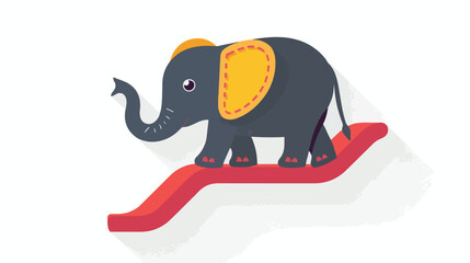 Elephant slide flat icon with long shadow flat vector
