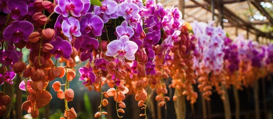 Colorful orchid flowers grown using hydroponic method in Da Lat, Viet Nam.