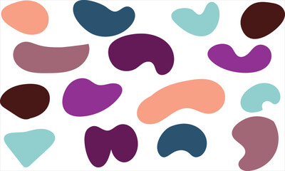 Vector liquid shadows random shapes. Abstract colorful  cube drops simple shapes.  Doodle drops with outline circle. EPS 10