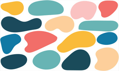 Vector liquid shadows random shapes. Abstract colorful  cube drops simple shapes.  Doodle drops with outline circle. EPS 10