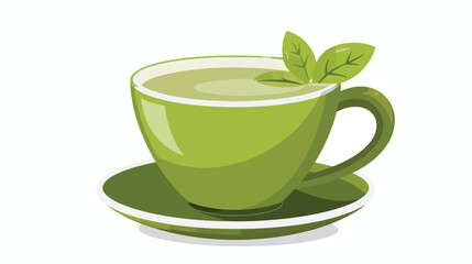 Green tea cup icon and symbol flat vector 