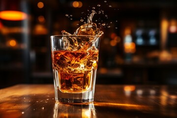 cocktail, splash, on the bar counter