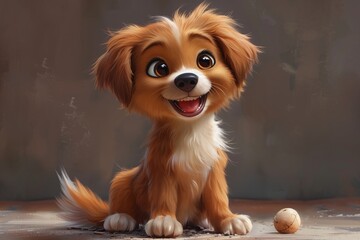 Cute Baby Puppy Dog Illustration Cartoon Art Generative AI
