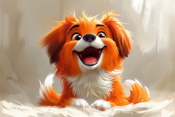 Cute Baby Puppy Dog Illustration Cartoon Art Generative AI