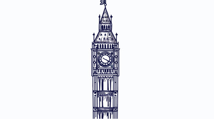 A Clock Tower Hand Drawn Big Ben London