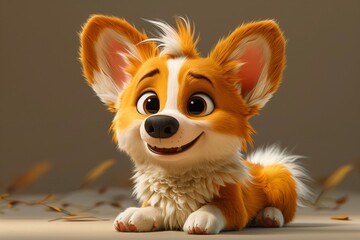 Cute Corgi Baby Puppy Dog Illustration Cartoon Art Generative AI