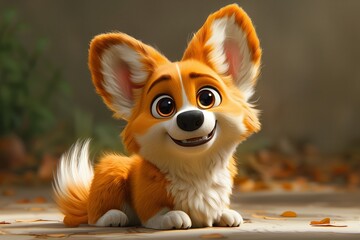 Cute Corgi Baby Puppy Dog Illustration Cartoon Art Generative AI