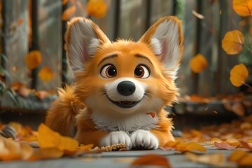 Cute Corgi Baby Puppy Dog Illustration Cartoon Art Generative AI