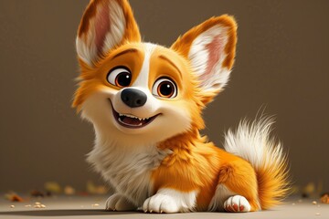 Cute Corgi Baby Puppy Dog Illustration Cartoon Art Generative AI
