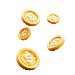 Symbolic 3D Icons of Flying Dollar Coins