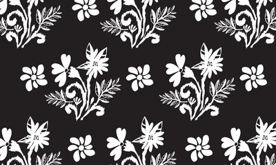 Hand draw Ikat floral paisley embroidery.Ikat ethnic oriental seamless pattern traditional.Aztec style abstract vector illustration.great for textiles, banners, wallpapers, wrapping.