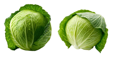 green cabbage isolated on white background - obrazy, fototapety, plakaty