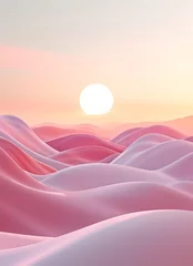 Fototapete Beige Minimalist illustration Beautiful Mountain Overlap Pink Tone 