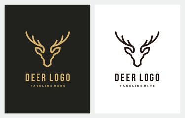 Head Deer Antler Buck Gold logo design inspiration