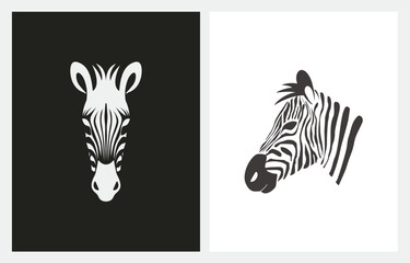 Zebra Face Stripe Line logo design vector icon