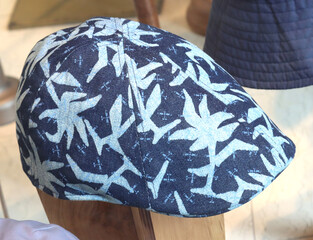 Stylish denim ivy cap with leaf pattern